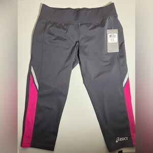 Asics Sporty Gray and Pink cropped Leggings women’s M